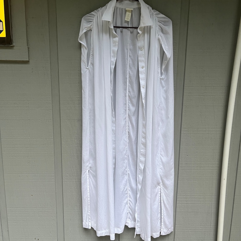 Small white collared  H&M cover up, light material, sleeveless with scrunch